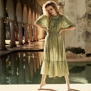Doen Isodore dress in green garden bloom